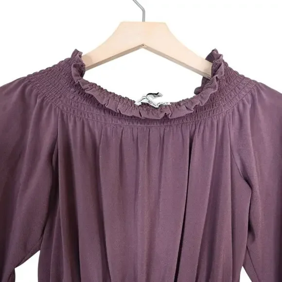 Express One Eleven Women's XS Dark Purple Peasant Top - Picture 4 of 9